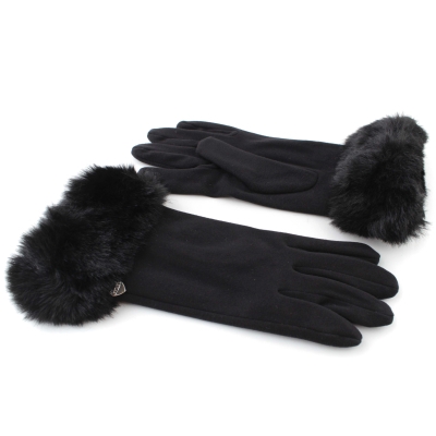 Дамски ръкавици от плат с пухкав маншет HatYou GL1457, Черен