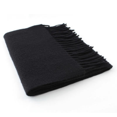 Едноцветен вълнен шал Pulcra Livigno, 30x150 cm, Черен