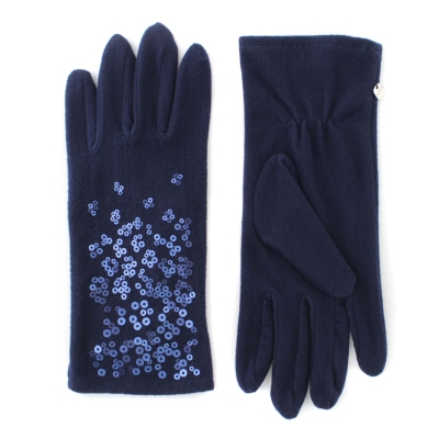 Дамски ръкавици от микрофибър с пайети HatYou GL0966, Тъмносин