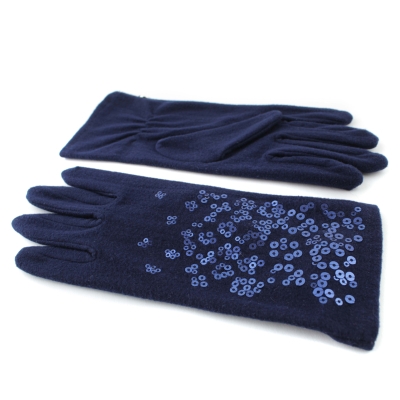 Дамски ръкавици от микрофибър с пайети HatYou GL0966, Тъмносин