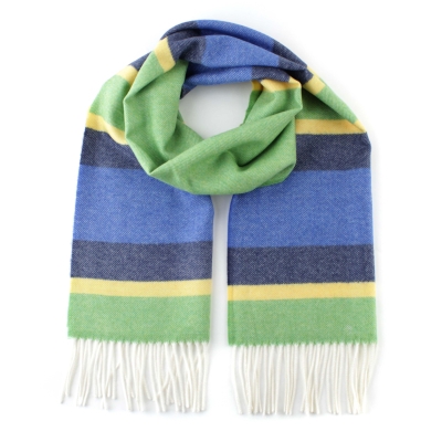 Вълнен шал Ma.Al.Bi. MAB105 134/5, 37х180 см, Светлозелен/Кралско син