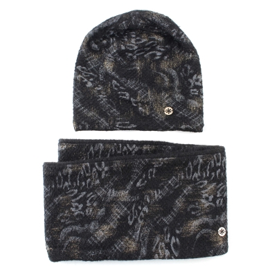 Комплект шапка и кръгъл шал Granadilla  JG5319&JG5320, Черен