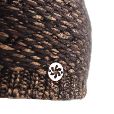 Дамска плетена шапка с естествен помпон Granadilla  JG5421, Кафяв-черен