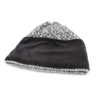 Дамска плетена шапка с естествен помпон Granadilla  JG5421, Сив-черен