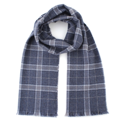 Фин кашмирен шал Ma.Al.Bi. MAB836 103/2, 37x180 см, Синьо каре