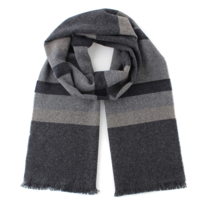 Фин кашмирен шал Ma.Al.Bi. MAB836 105/1, 37x180 см, Сиво-бежово райе