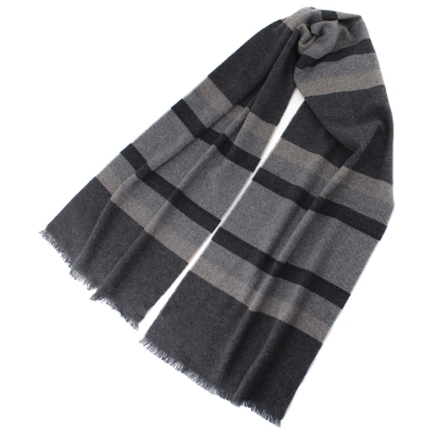 Фин кашмирен шал Ma.Al.Bi. MAB836 105/1, 37x180 см, Сиво-бежово райе