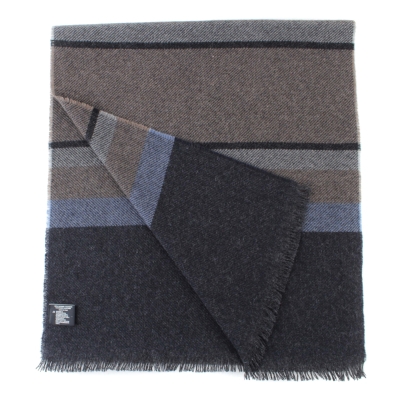 Фин кашмирен шал Ma.Al.Bi. MAB836 105/2, 37x180 см, Тъмносиньо-бежово райе