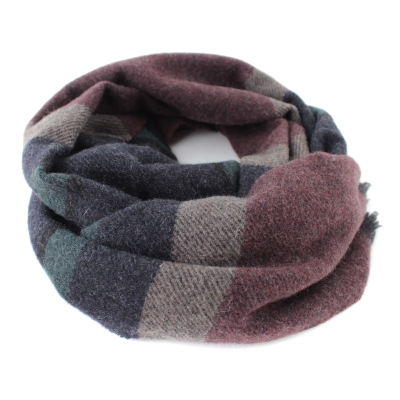 Фин кашмирен шал Ma.Al.Bi. MAB836 105/4, 37x180 см, Бордо-синьо райе