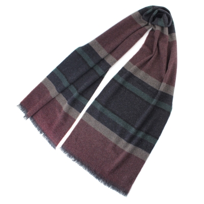 Фин кашмирен шал Ma.Al.Bi. MAB836 105/4, 37x180 см, Бордо-синьо райе