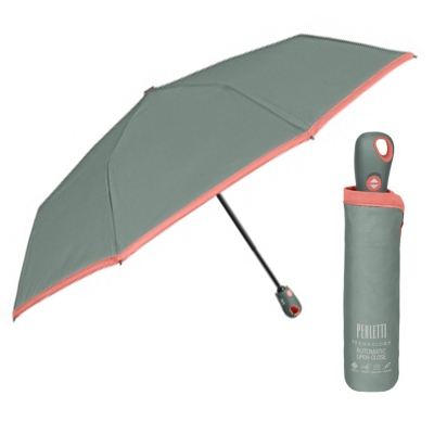 Ladies' Automatic Open-Close Umbrella Perletti Technology 21808, Grey-Green