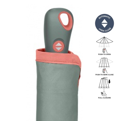 Ladies' Automatic Open-Close Umbrella Perletti Technology 21808, Grey-Green