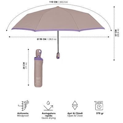 Ladies' Automatic Open-Close Umbrella Perletti Technology 21808, Beige
