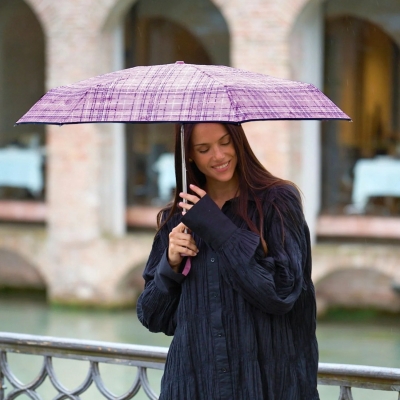 Дамски мини сгъваем неавтоматичен чадър | Perletti Time 26430 | Розов