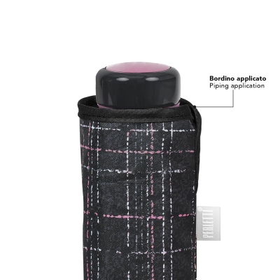 Дамски мини сгъваем неавтоматичен чадър | Perletti Time 26430 | Черен