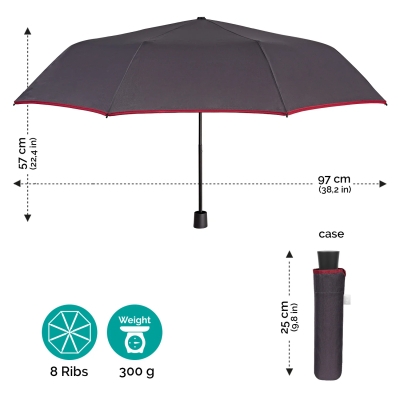 Men’s Foldable Manual Umbrella | Perletti Time 26392 | Dark Grey