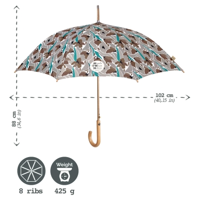 Дълъг дамски автоматичен чадър | Perletti Green | Акварел