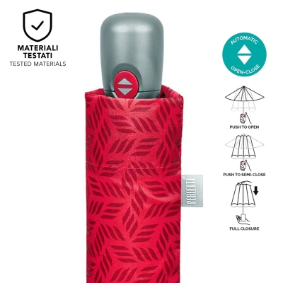 Ladies' Foldable Automatic Open-Close Umbrella Perletti Time 26418, Red
