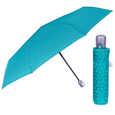 Ladies' Foldable Automatic Open-Close Umbrella Perletti Time 26418, Light blue