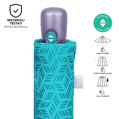 Ladies' Foldable Automatic Open-Close Umbrella Perletti Time 26418, Light blue
