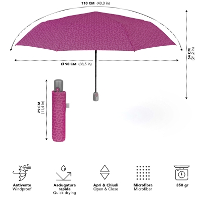 Women’s Folding Automatic Umbrella Open-Close | Perletti Time 26418 | Dusty Pink