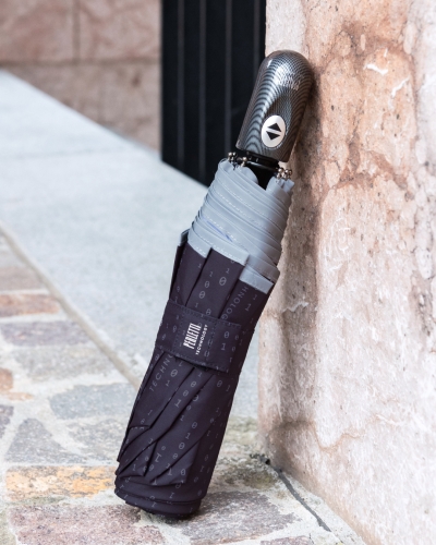 Мъжки автоматичен Open-Close чадър Perletti Technology 21825, Черен/Binary code