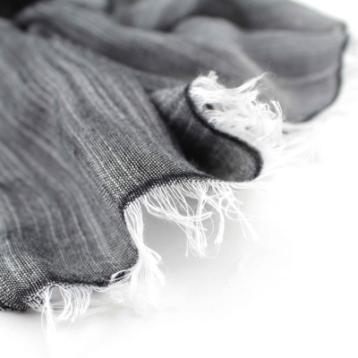 Ленено-памучен шал Pulcra Solomo, 82x200 см | Черно-бял меланж