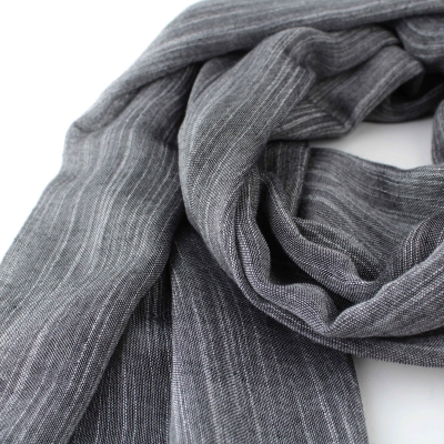 Ленено-памучен шал Pulcra Solomo, 82x200 см | Черно-бял меланж