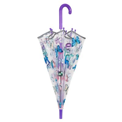Umbrela manuală pentru copii Perletti CoolKids Safari 15634, Transparent/ Fluturi