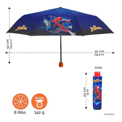 Umbrelă pliabilă pentru copii Perletti Spiderman 75396, Albastru