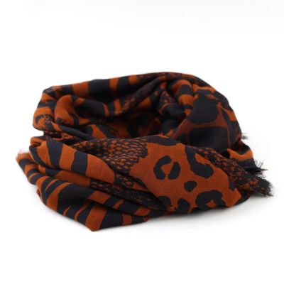 Eșarfă mare fină din bambus HatYou, 70 × 190 cm | Negru / brick