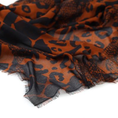 Eșarfă mare fină din bambus HatYou, 70 × 190 cm | Negru / brick