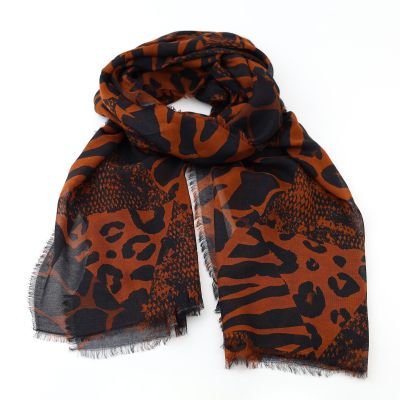 Eșarfă mare fină din bambus HatYou, 70 × 190 cm | Negru / brick