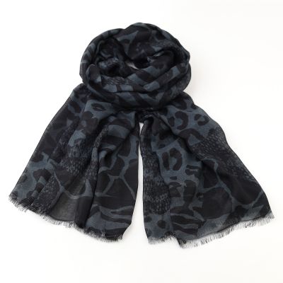 Eșarfă mare fină din bambus HatYou, 70×190 cm | Negru/Gri