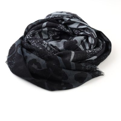 Eșarfă mare fină din bambus HatYou, 70×190 cm | Negru/Gri