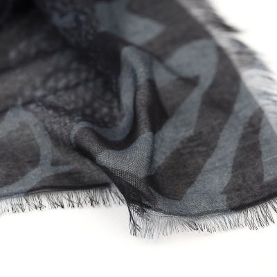 Eșarfă mare fină din bambus HatYou, 70×190 cm | Negru/Gri