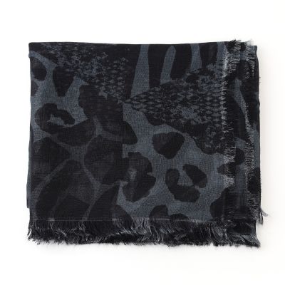 Eșarfă mare fină din bambus HatYou, 70×190 cm | Negru/Gri