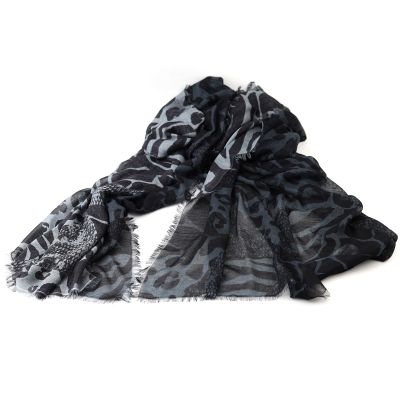 Eșarfă mare fină din bambus HatYou, 70×190 cm | Negru/Gri