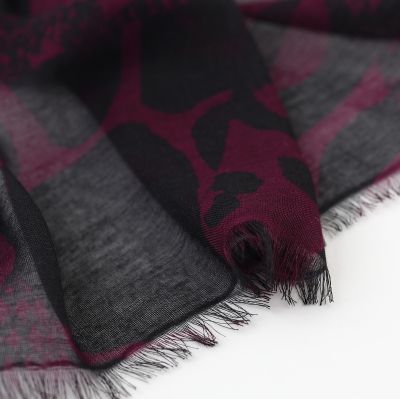 Eșarfă mare fină din bambus HatYou, 70×190 cm | Negru/Bordo cu subton mov