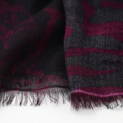 Eșarfă mare fină din bambus HatYou, 70×190 cm | Negru/Bordo cu subton mov