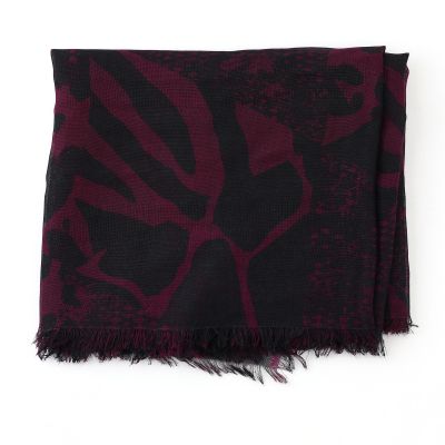 Eșarfă mare fină din bambus HatYou, 70×190 cm | Negru/Bordo cu subton mov