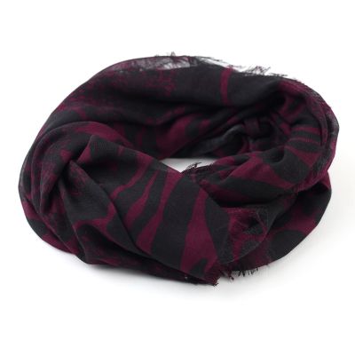 Eșarfă mare fină din bambus HatYou, 70×190 cm | Negru/Bordo cu subton mov