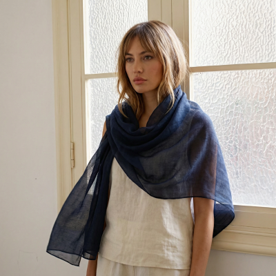 Eșarfă vaporoasă din modal și mătase HatYou, 80×180 cm | Bej crem