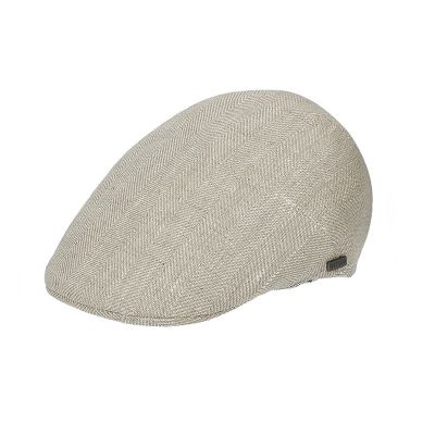 Men’s linen flat cap with herringbone pattern HatYou | Natural