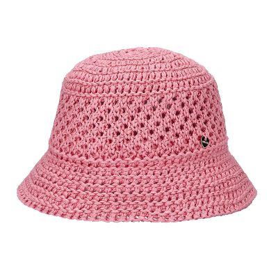 Women’s summer cotton cloche hat with openwork knit | Pink