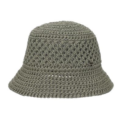Women’s summer cotton cloche hat with crochet-style design | Green