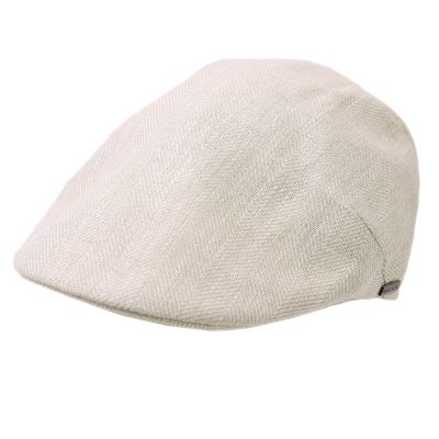 Men’s linen flat cap with herringbone pattern HatYou | Natural