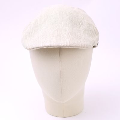 Men’s linen flat cap with herringbone pattern HatYou | Natural