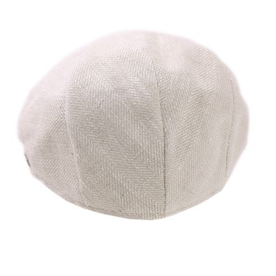 Men’s linen flat cap with herringbone pattern HatYou | Natural