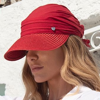 Women's Summer Cotton Visor Hat HatYou | Red